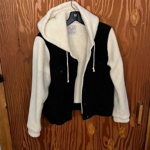 Black denim and fleece inlay jacket